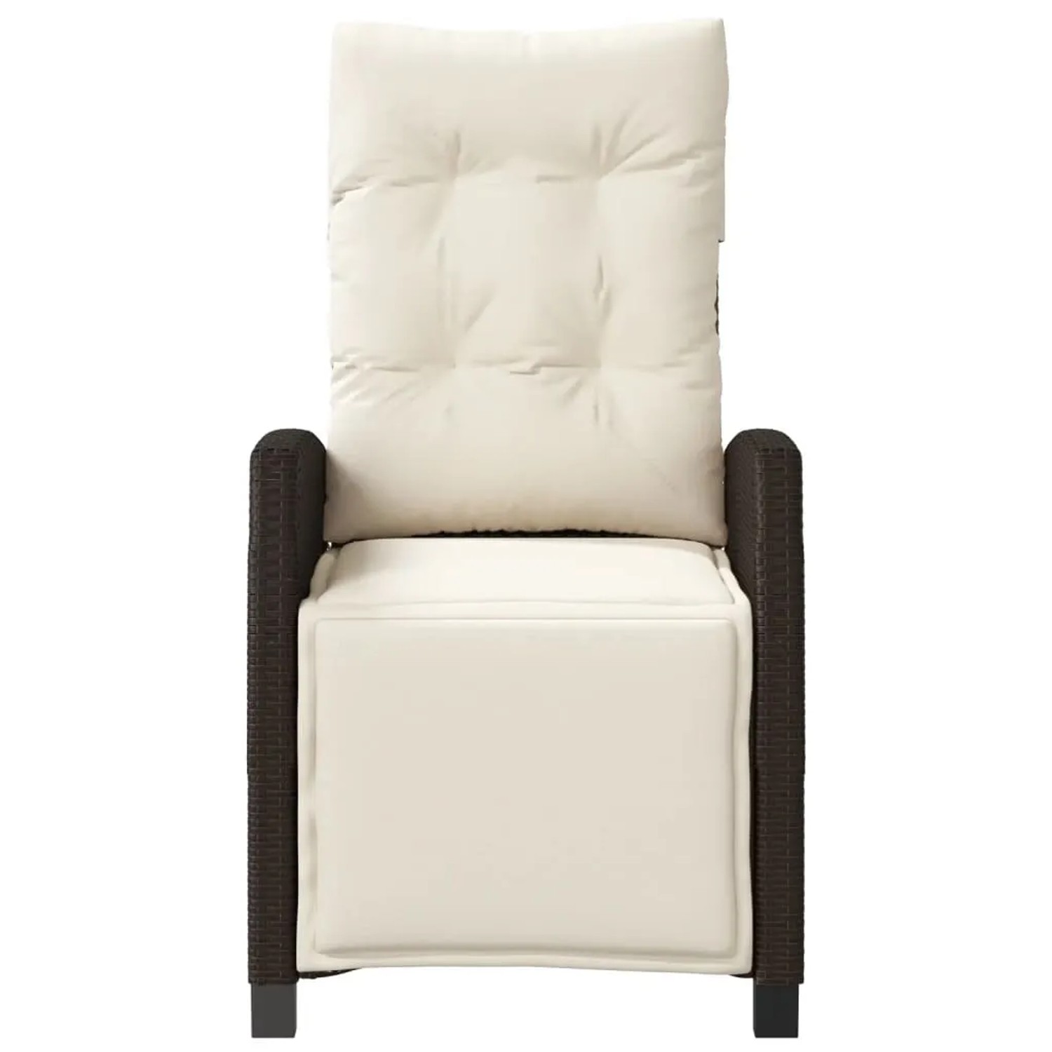 vidaXL Bistro-Set, 3-teilig, braunes Polyrattan mit cremefarbenen Kissen.