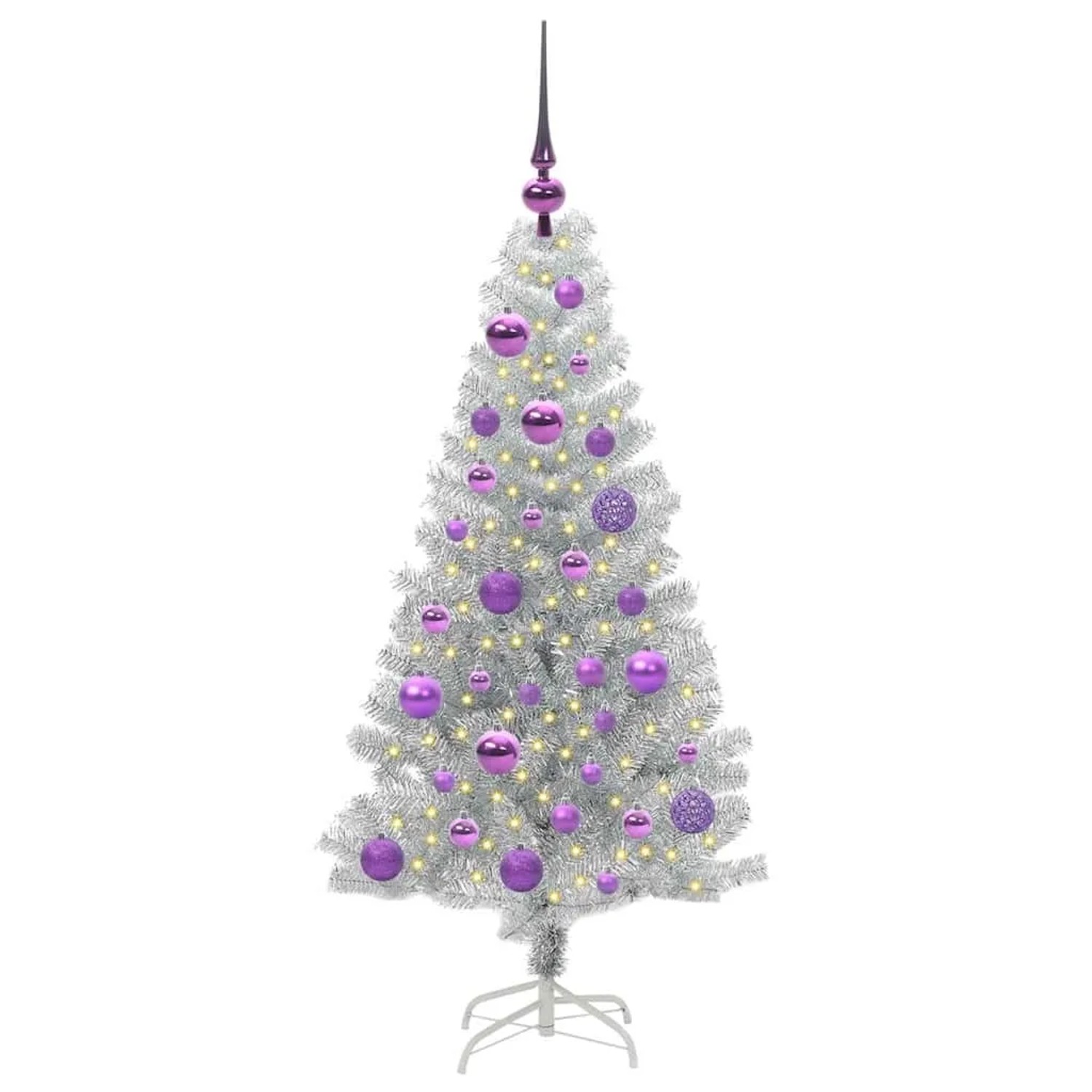 vidaXL Weihnachtsbaum mit 150 LEDs mit Ständer Silber 120 cm PET 3396658