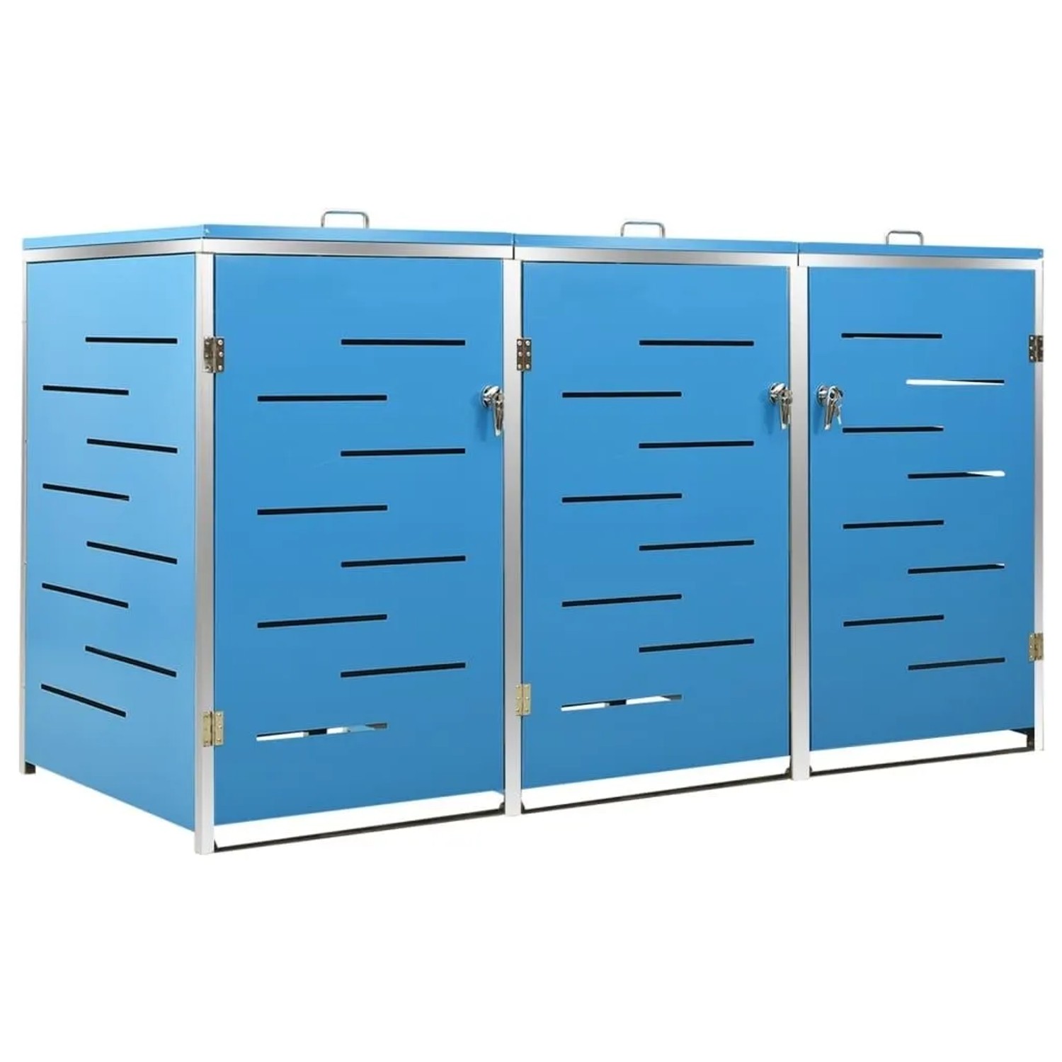 DELUKE 3er Mülltonnenbox JAGU Edelstahl Blau 115x207x77,5cm Mülltonnenverkleidung Für 3 Tonnen 240L Müllbox Aus Metall