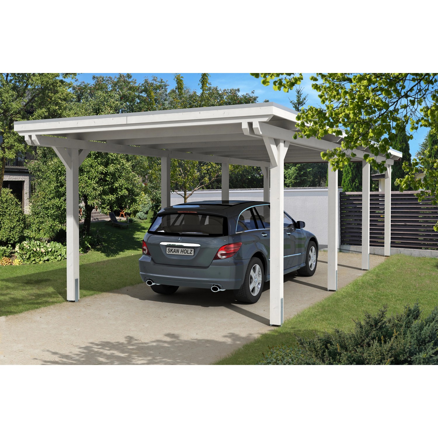 Skan Holz Carport Emsland 354 cm x 846 cm Weiß günstig online kaufen