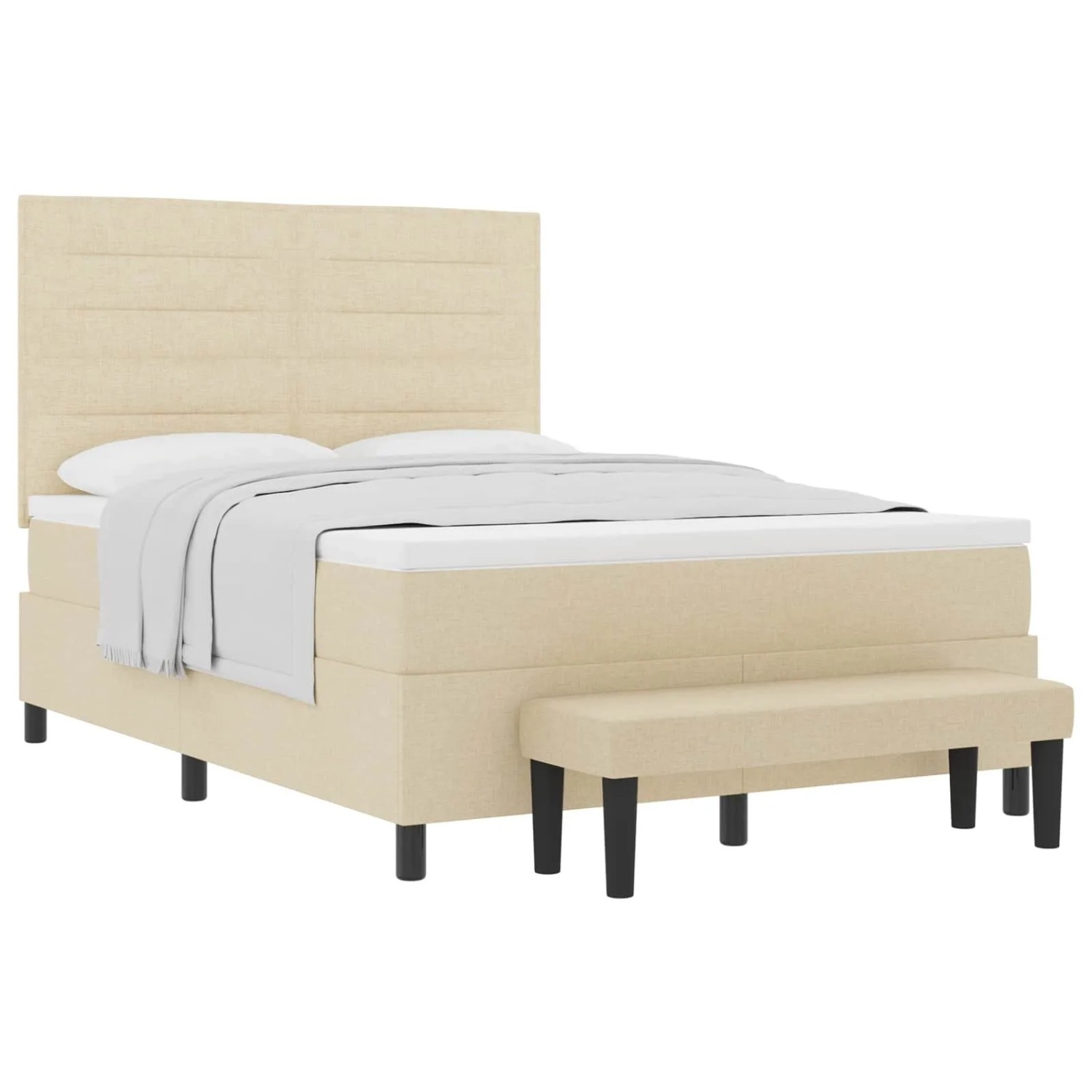 vidaXL Boxspringbett mit Matratze Creme 140 x 190 cm Stoff 3343993