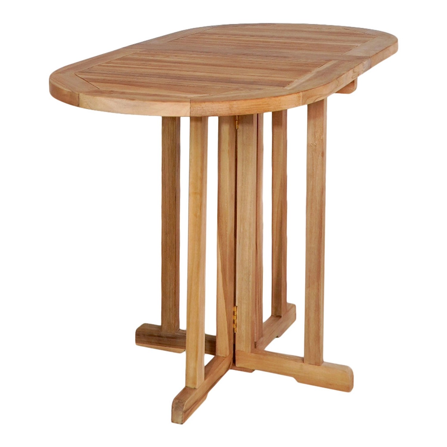 Klappbarer Balkontisch aus Teakholz, ideal als Gartentisch für kleine Flächen.