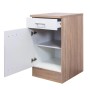 Flex-Well Küchen Unterschrank mit Schublade, Tür geöffnet, Dekor Sonoma Eiche/Weiß matt.