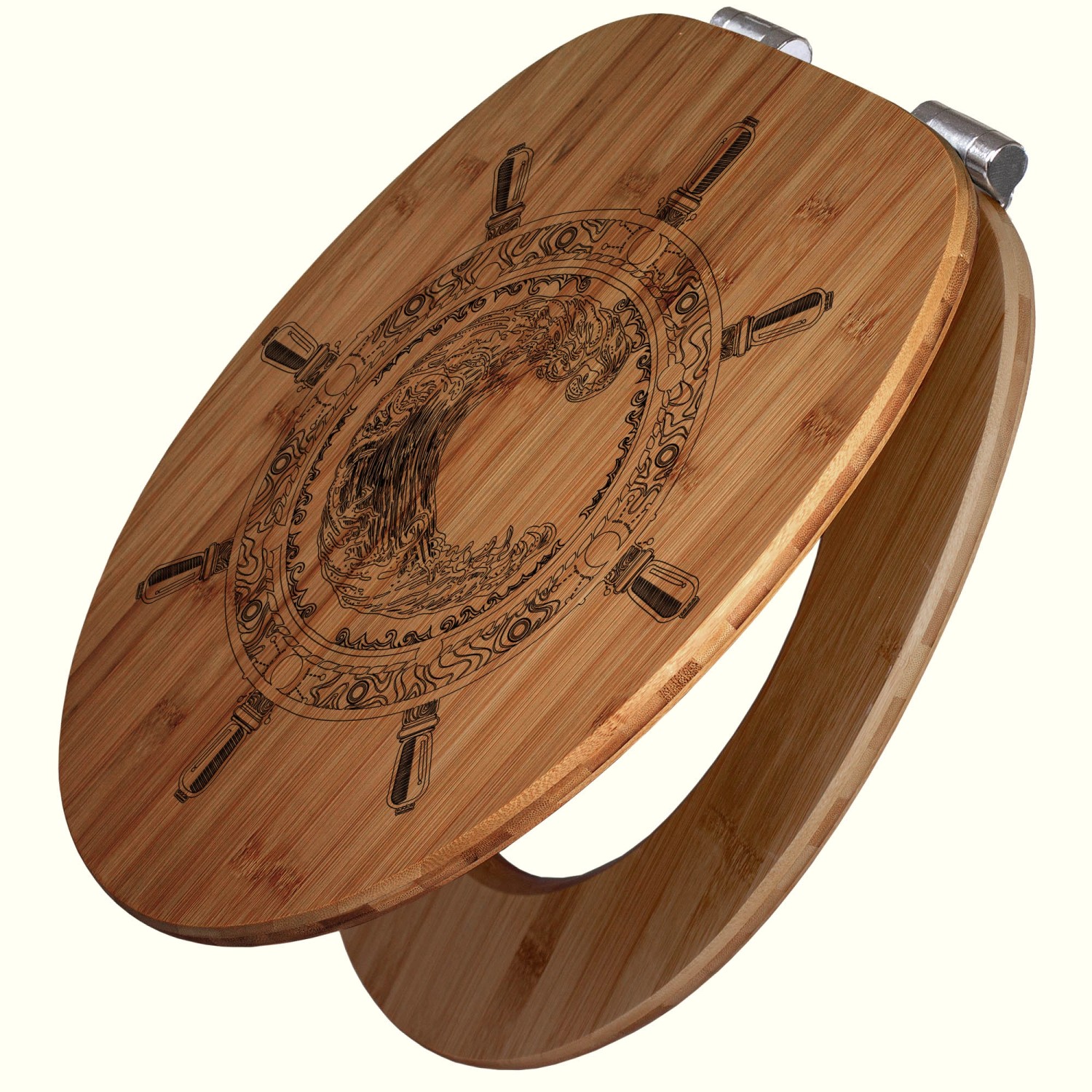 Banjado WC Sitz Bambus Holz Mit Gravur Toilettendeckel Mit Absenkautomatik günstig online kaufen