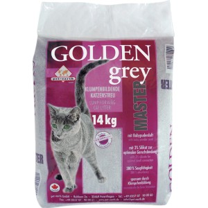 Golden Grey Master Katzenstreu, Klumpstreu mit Babypuderduft, 14 kg Sack.
