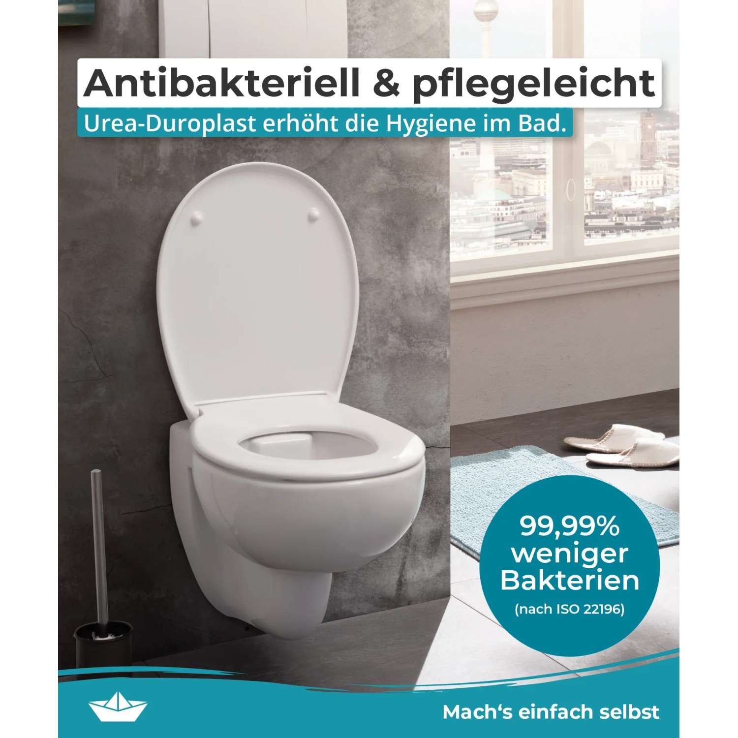 EMKE WC Sitz Mit Absenkautomatik, Toilettendeckel D Form Klodeckel Mit