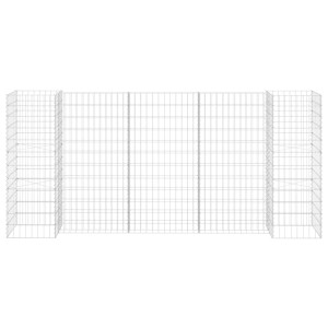 vidaXL Gabionen-Pflanzkübel, H-Form, Stahldraht, 260x40x120 cm. Hochbeet für Garten und Hof.