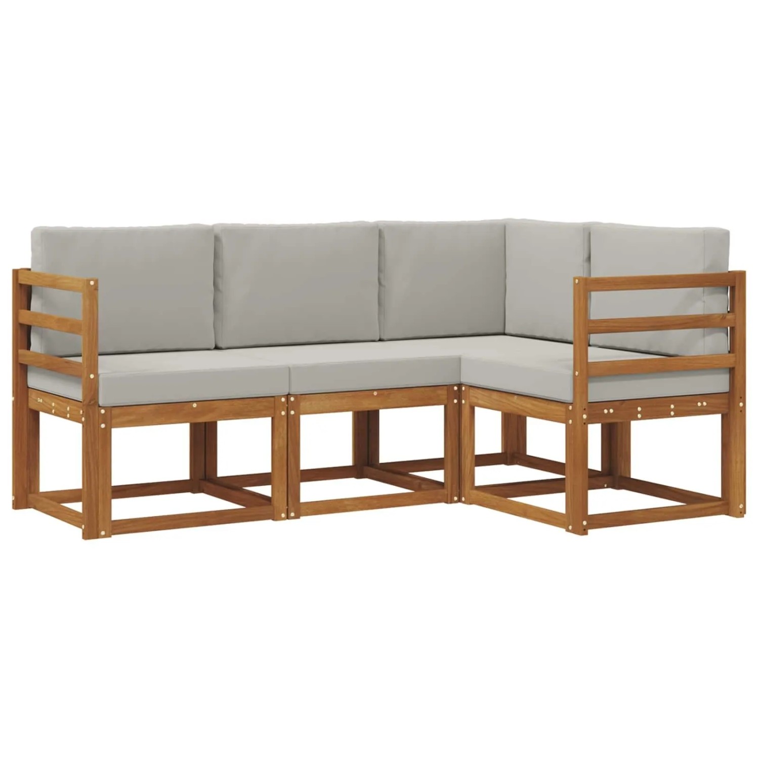 vidaXL Outdoor-Sofagarnitur mit Kissen 4 Stk Natur und Hellgrau 3366309