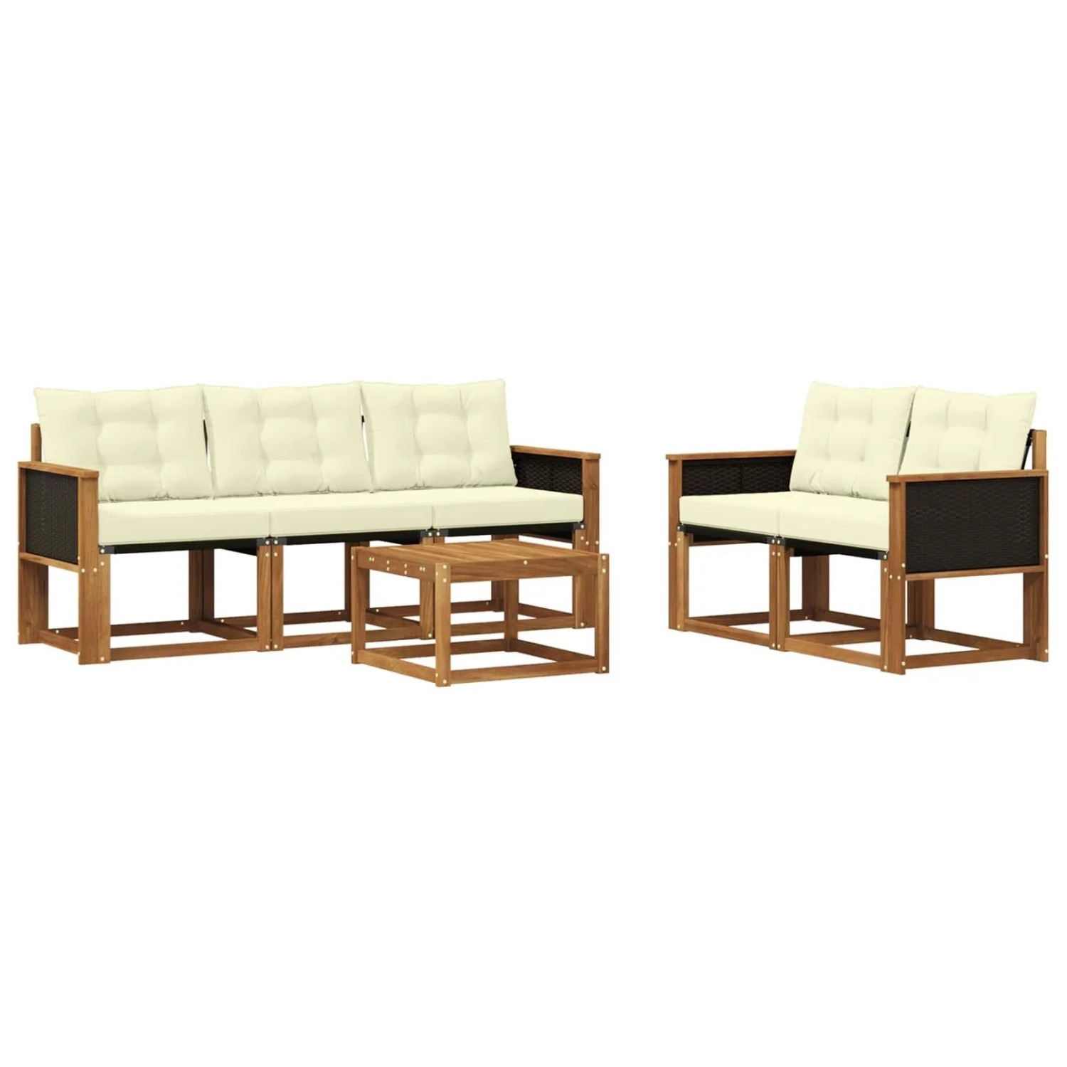 vidaXL Outdoor-Sofagarnitur mit Kissen 6 Stk Natur und Creme 3381766