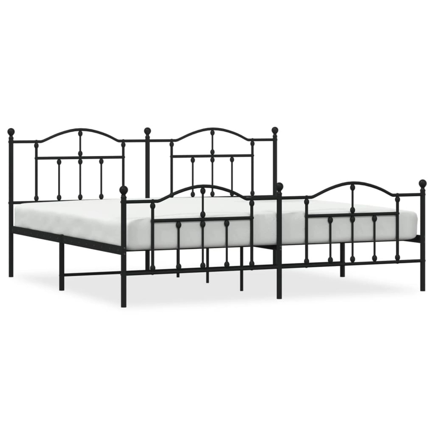 vidaXL Bettgestell mit Kopf- und Fußteil Metall Schwarz 200x200 cm 353464