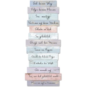 Pro-Art Wandtattoo "Rules" mit inspirierenden Sprüchen auf Holzoptik, 25x70 cm.