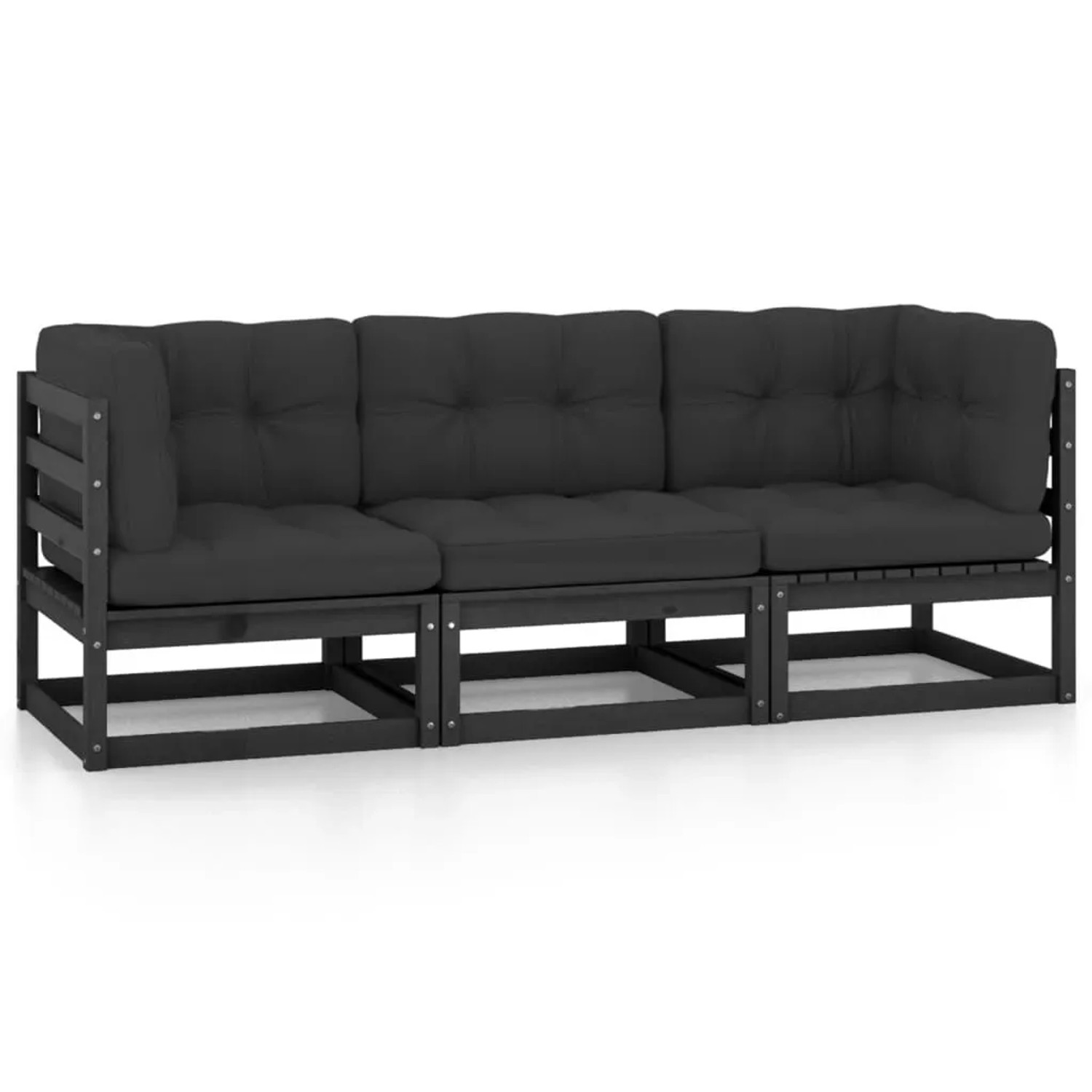 vidaXL 3-Sitzer-Gartensofa mit Kissen Kiefer Massivholz 3076373
