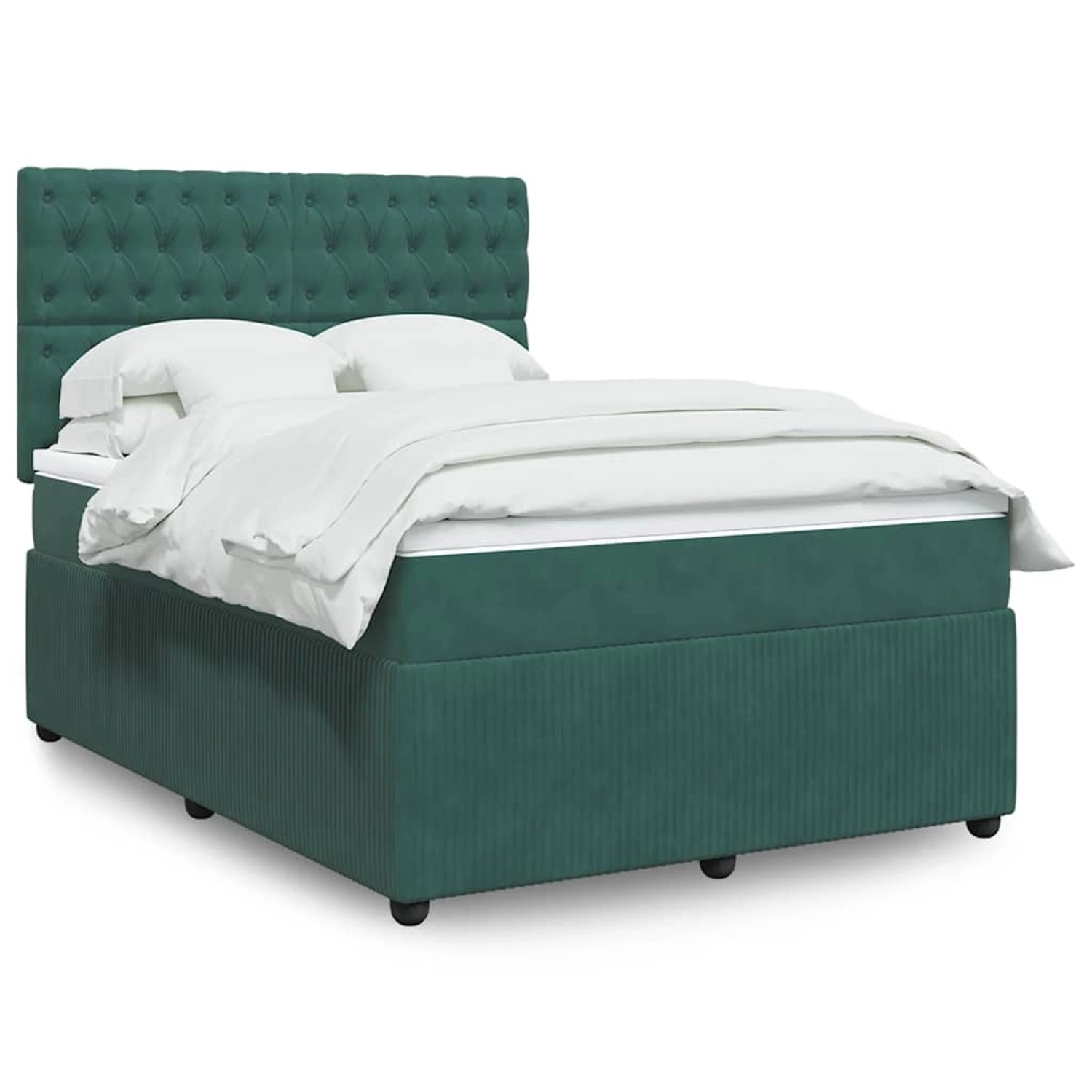 vidaXL Boxspringbett mit Matratze Dunkelgrün 140x190 cm Samt 3294643 günstig online kaufen