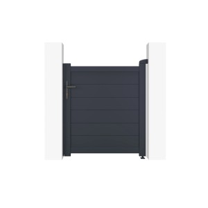 Casanoov Gartentür Eiger, 1 m breit, graue Aluminiumtür mit Öffnungsumkehrsatz.