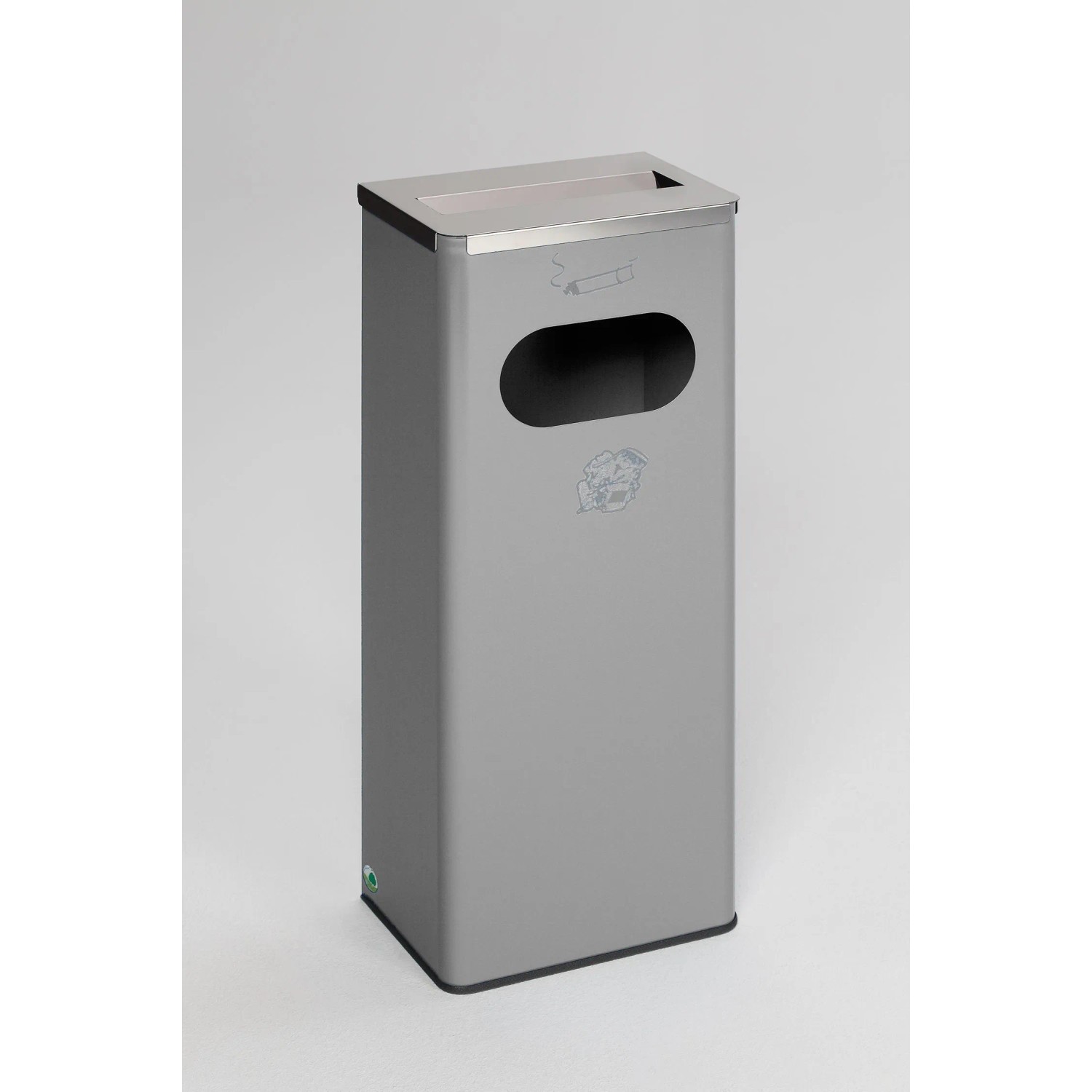 PROREGAL Robuster Kombiascher Mit Edelstahl Abdeckung HxBxT 76 x 31 x 22 cm Verzinkter Stahl Silber