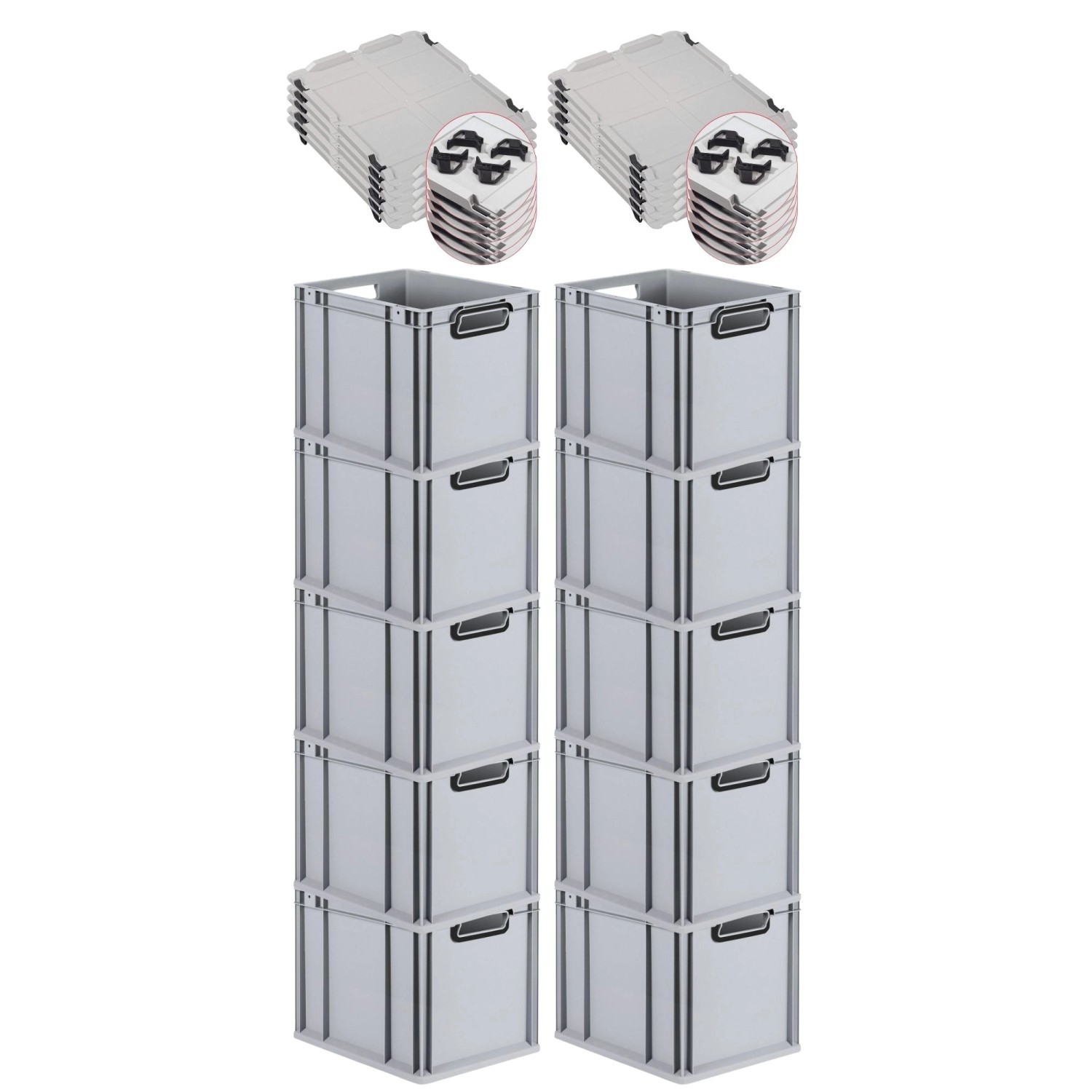 PROREGAL SparSet 10x Eurobox Nextgen Color Mit Auflagedeckel HxBxT 32x30x40 günstig online kaufen