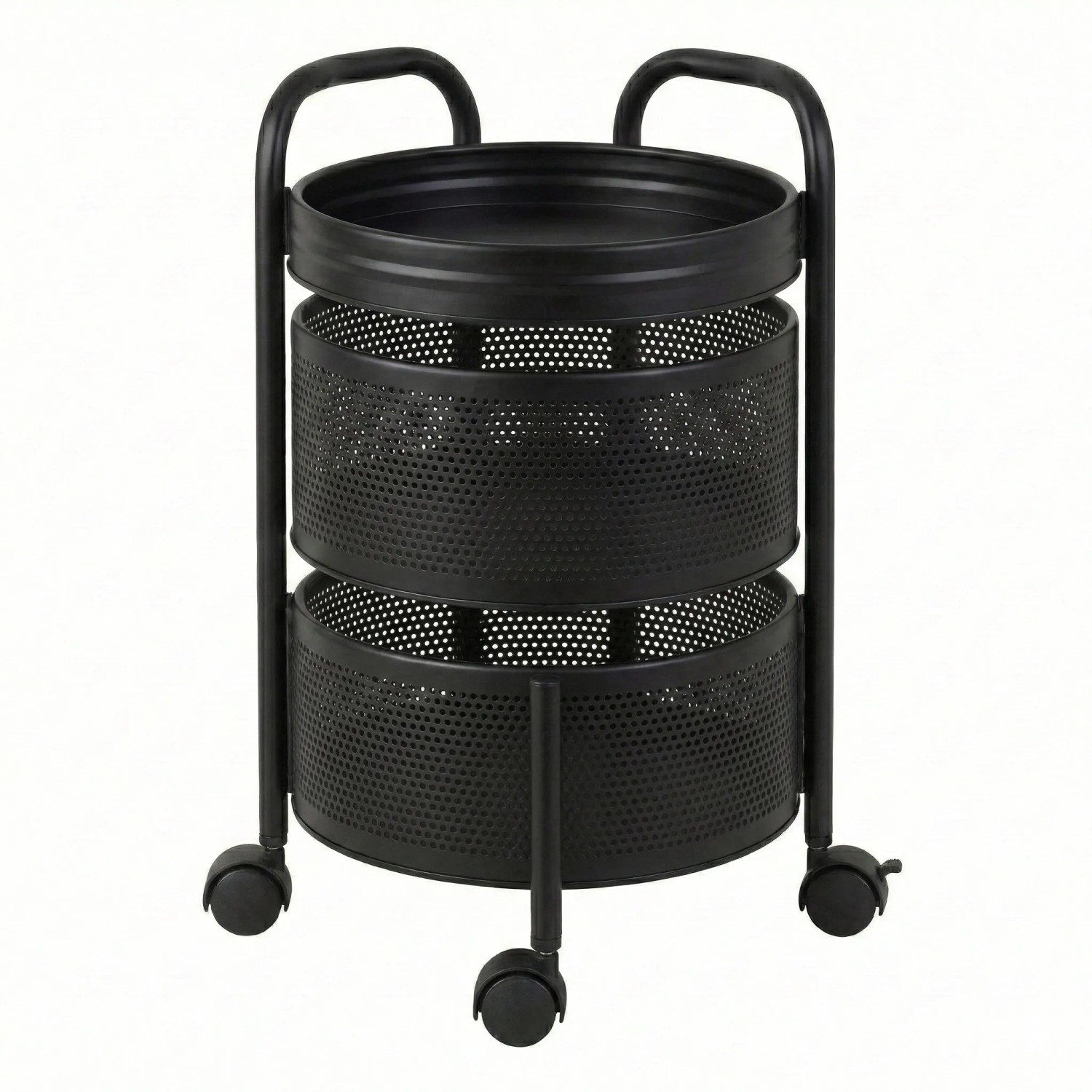 Floordirekt Rollwagen Henry Küchenwagen Servierwagen 3 Etagen Schwarz 28 x 28 x 43 cm