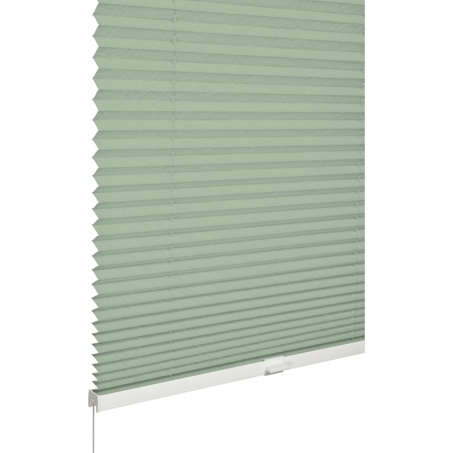 Schöner Wohnen Plissee Milla, 90x130 cm, Grün: Lichtdurchlässiges, grünes Faltstore mit Bedienschiene.