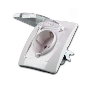 TEM EKONOMIK Schuko Steckdose Weiß mit Klappdeckel