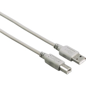 Graues Hama USB 2.0 Kabel mit USB-A und USB-B Stecker, 1,5 m lang.