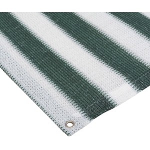 Grün-weiße Balkonblende mit Ösen, 90x300 cm, für optimalen Sichtschutz auf dem Balkon.