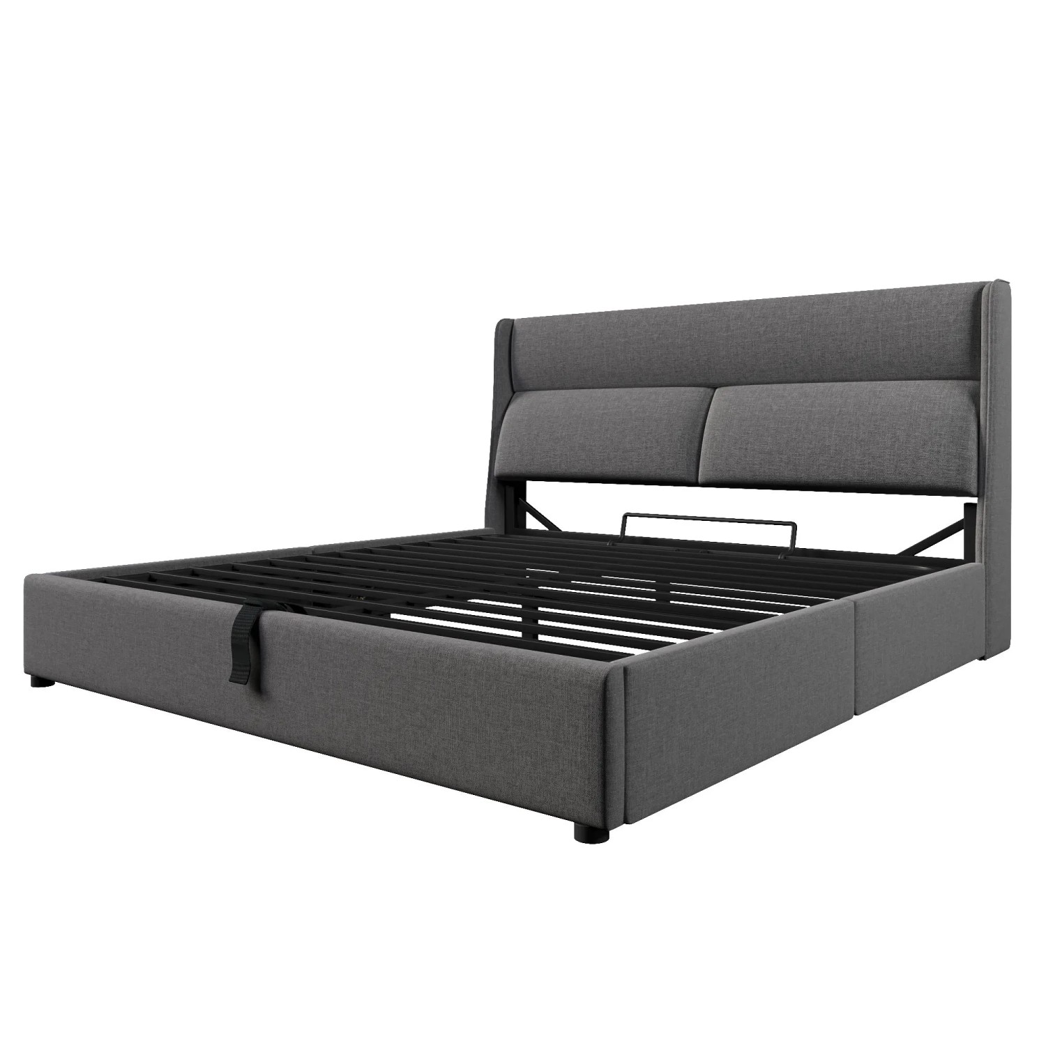 okwish Polsterbett 180x200cm mit Hydraulischem Stauraum Kopfteil Grau ohne Matratze