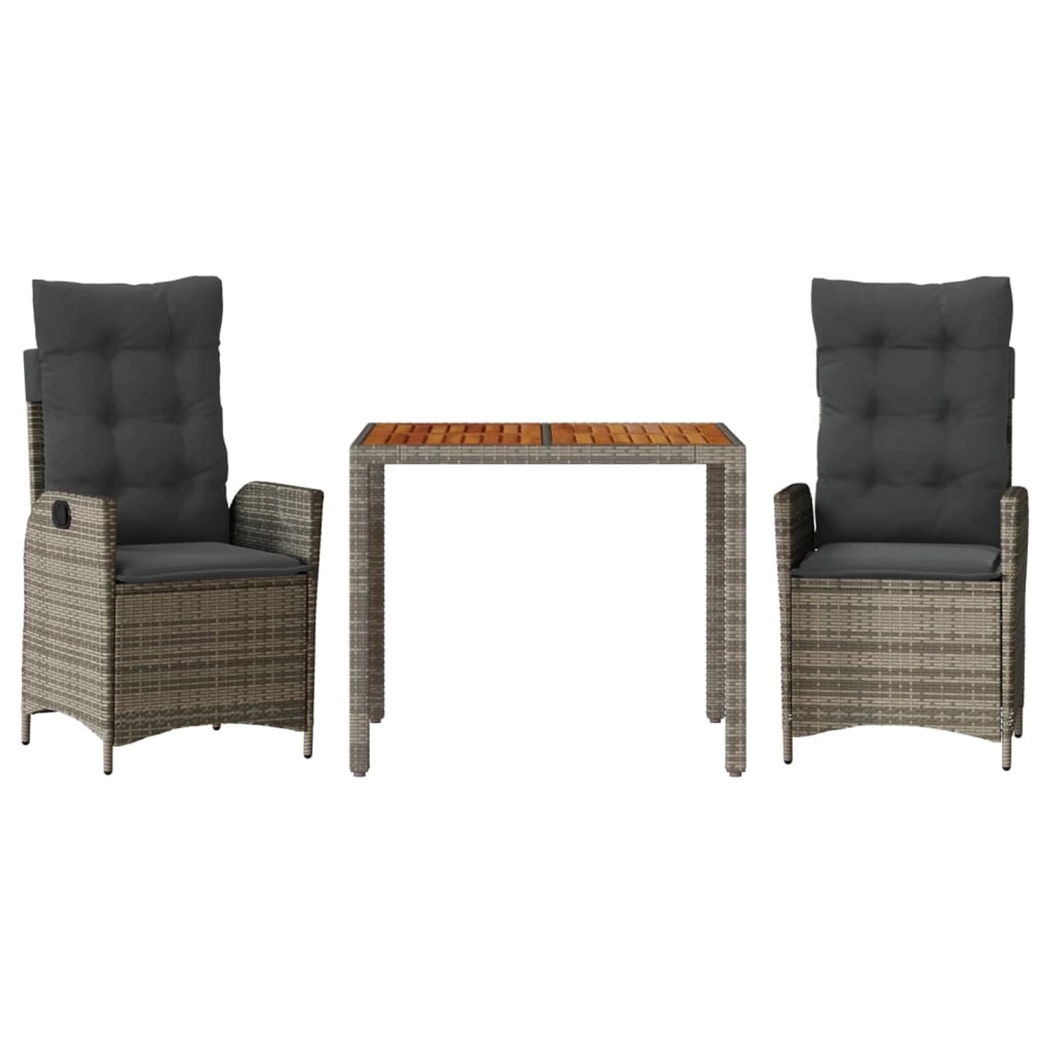 vidaXL 3-Tlg Garten-Essgruppe mit Kissen Grau Poly Rattan 3213103 günstig online kaufen