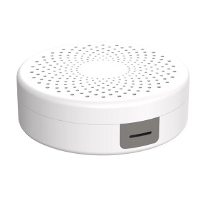 Weiße, runde Hama Kabelbox zur Wandmontage mit integrierter Kabelführung.