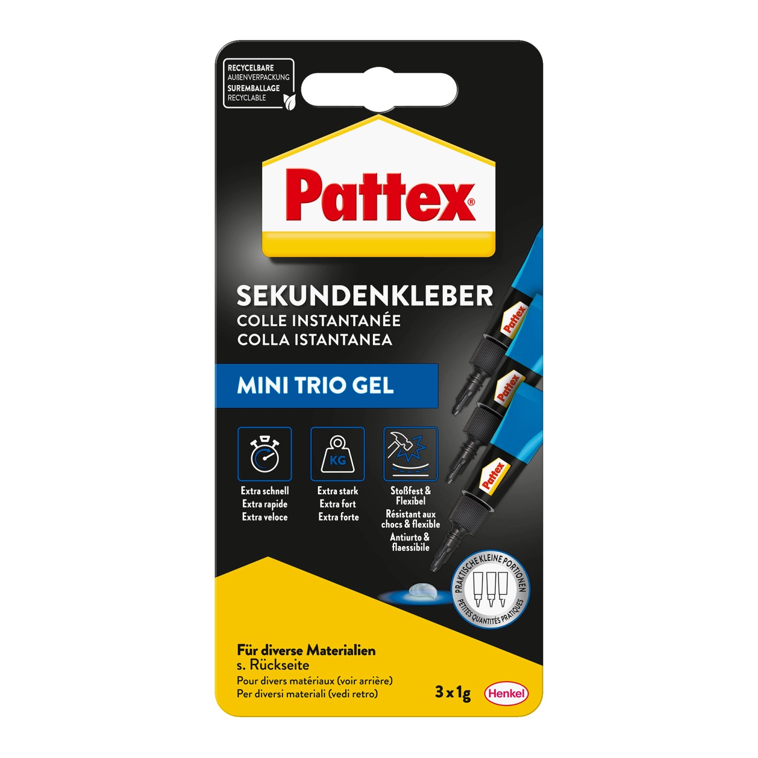 Pattex Sekundenkleber Ultra Gel Mini-Trio 3 x 1g günstig online kaufen