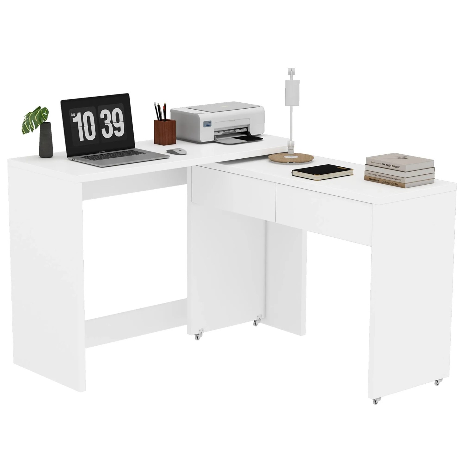 okwish Schreibtisch Ausziehbar mit Rollen Ausgestattet Faltbarer Schreibtisch 110 × 40 cm
