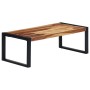 vidaXL Couchtisch aus Akazie Massivholz mit schwarzem Stahlgestell, 110x60x40 cm.