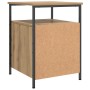 vidaXL Nachttisch Artisan-Eiche mit schwarzem Metallgestell. Rückseite aus roher Holzwerkstoffplatte. Modern.