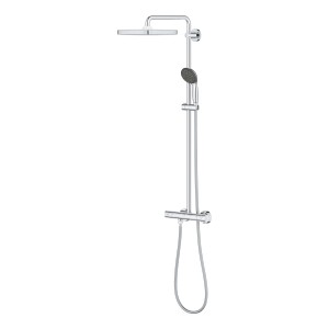 Grohe QuickFix Duschsystem Vitalio Start 250 Cube mit Thermostatbatterie für die Wandmontage.