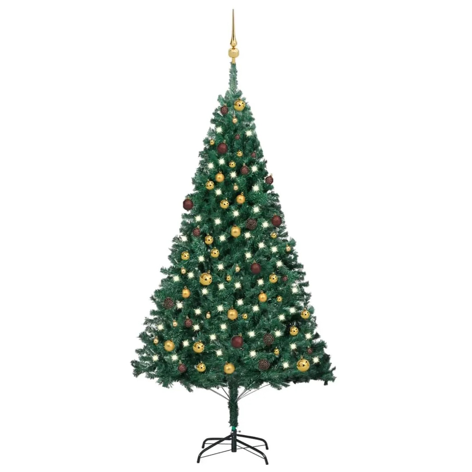 vidaXL Künstlicher Weihnachtsbaum mit LEDs & Kugeln Grün 210 cm PVC Modell 4