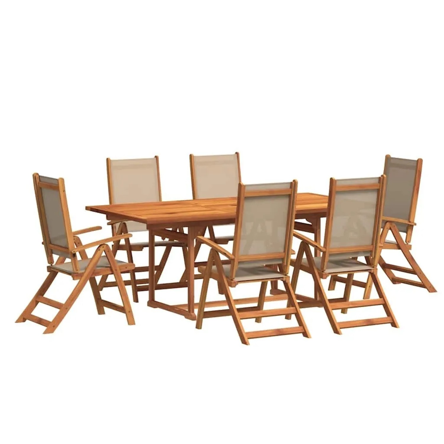 vidaXL 7-Tlg Garten-Essgruppe Massivholz Akazie und Textilene 3279317