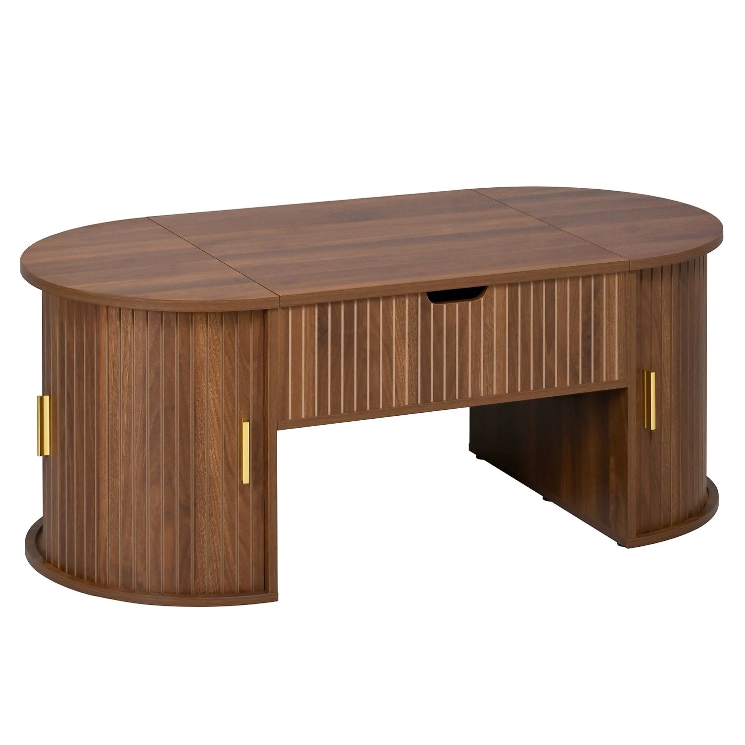 okwish Couchtisch Höhenverstellbar/Offene Regale/Versteckter Stauraum Wohnzimmertisch 100 × 50 cm Braun
