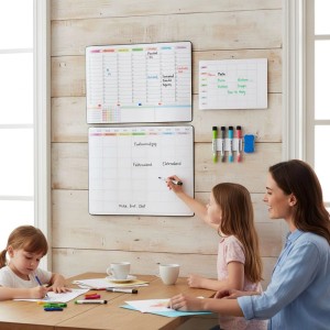 Relaxdays Whiteboard für Kühlschrank 3er Set Kunststoff Weiß Magnetisch Abwischbar 30 cm x 42 cm 20 cm x 28 cm 0,6 kg