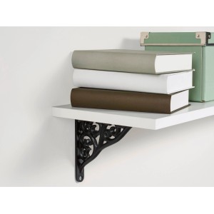 Schwarze OBI Konsole Baroque mit weißem Regalbrett und Büchern.