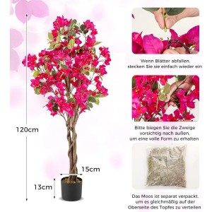 Costway Künstlicher Bougainvillea Baum für Büro Garten Rosa 120 cm