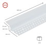 Weißes Protektor Schattenfugenprofil aus PVC, 305 cm lang, mit 18 mm Schattenfuge und gelochtem Schenkel für Trockenbau. 50 Stück.