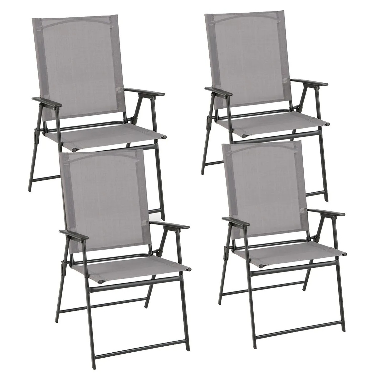 Costway 4er Set Gartenstühle Klappbar Wetterfest Stoff Schwarz