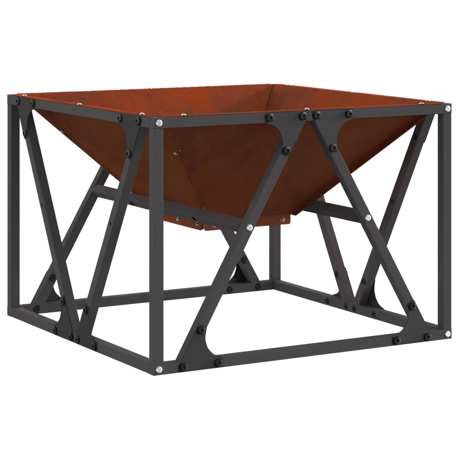 vidaXL Feuerstelle Braun 50 x 50 x 35 cm Wetterfeststahl 858993