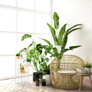 Relaxdays Blumentreppe Stahl MDF Weiß Hellbraun mit 4 Ablagen 100 cm x 40 cm x 40 cm 5 kg