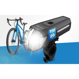FISCHER Akku Frontlicht 110 Lux, Fahrrad-Beleuchtung mit Universalhalterung und Schnellverschluss.