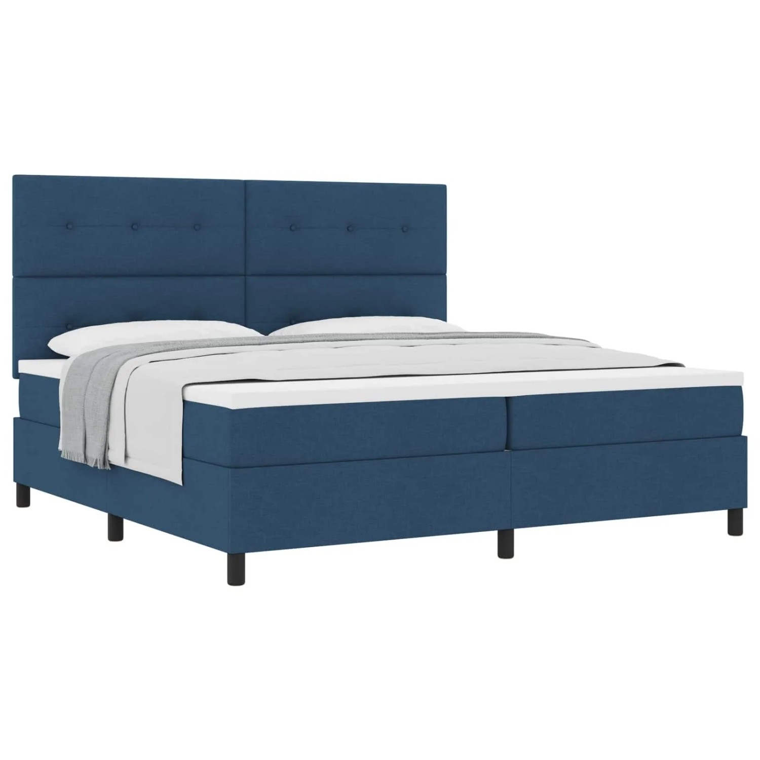 vidaXL Boxspringbett mit Matratze mit Kopfteil Blau 200 x 200 cm Stoff 3339419