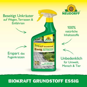 Neudorff Biokraft Grundstoff Essig AF 1 l: Sprühflasche zur Unkrautbekämpfung auf Wegen und Terrassen.