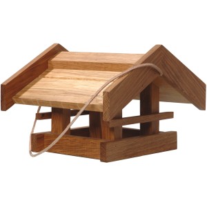 Dobar Vogelfutterhaus Basis aus Eichenholz mit Kordel zum Aufhängen.