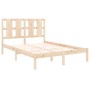 vidaXL Massivholzbett, 135x190 cm, Kiefernholz, Doppelbett mit Lattenrost und Kopfteil.