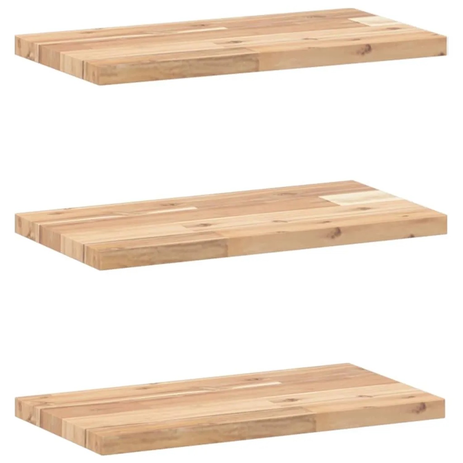 vidaXL Schweberegale 3 Stk 60x20x2 cm Massivholz Akazie Unbehandelt 3279341