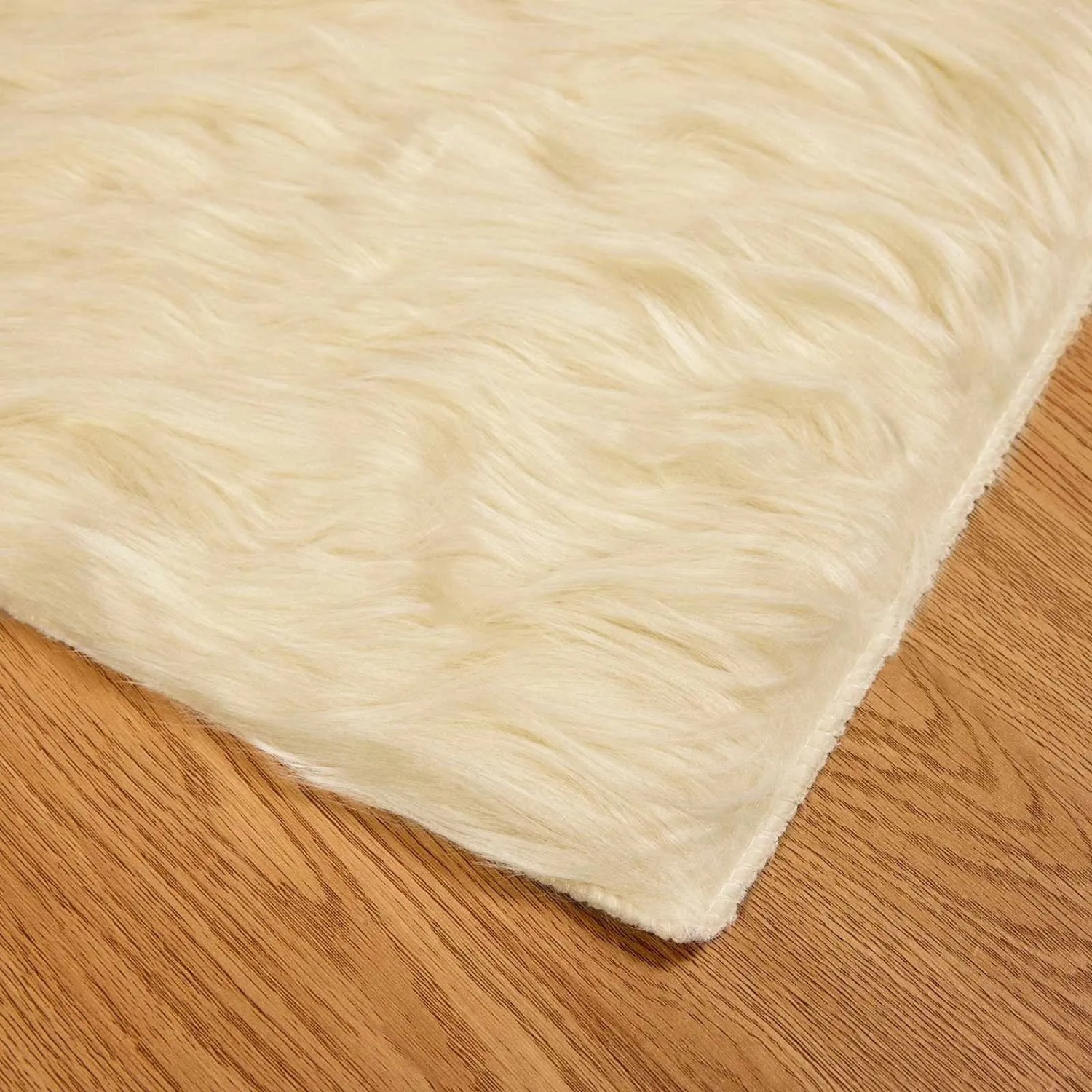 vidaXL Kunstschaffell Teppich Tafalla Creme 160 x 160 cm Polyester 42021510_7